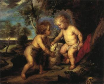Theodore Clement Steele : The Christ Child and the Infant St. John after Rubens